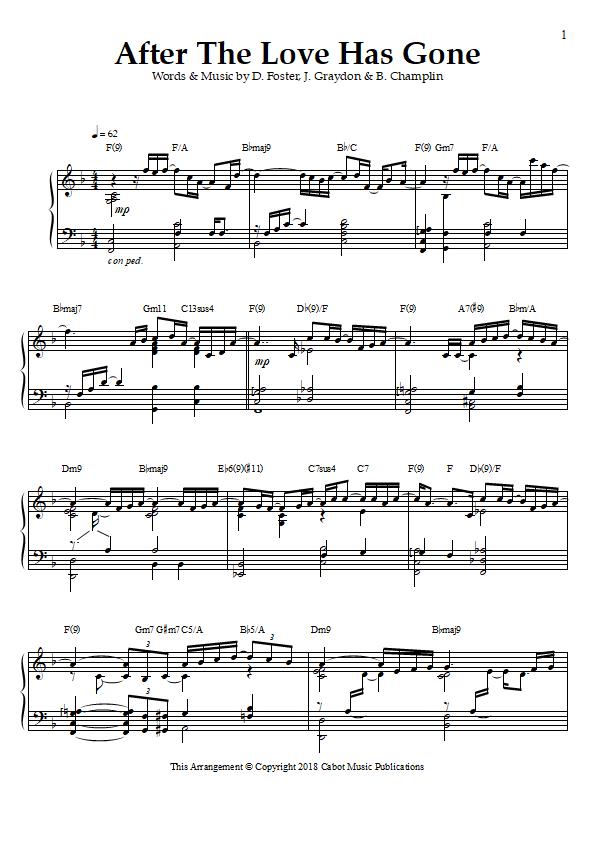 Earth, Wind & Fire - After The Love Has Gone Piano Sheet Music : Sample Image for Australia