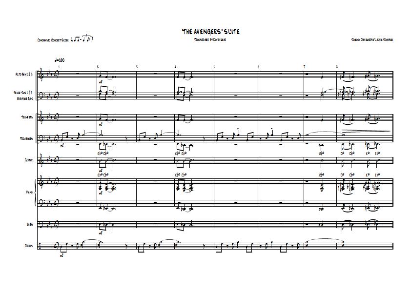 Johnny Dankworth / Laurie Johnson - The Avengers Suite Sheet Music - Big Band Arrangement / Chart : Sample Image for Australia