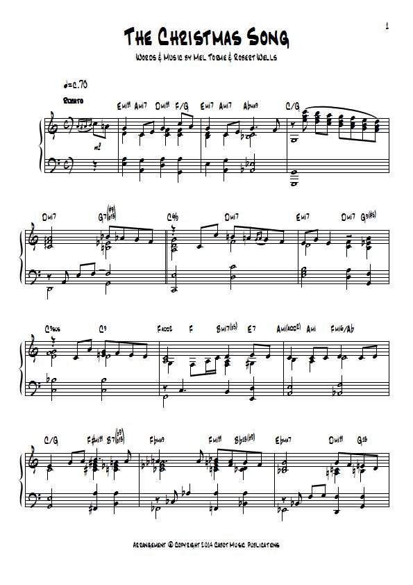 Nat King Cole - The Christmas Song (Chestnuts Roasting On An Open Fire) Piano Sheet Music : Sample Image for Australia