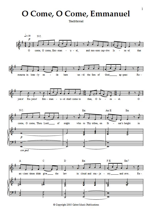 Aled Jones - O Come, O Come, Emmanuel Piano / Vocal Sheet Music : Sample Image for Australia