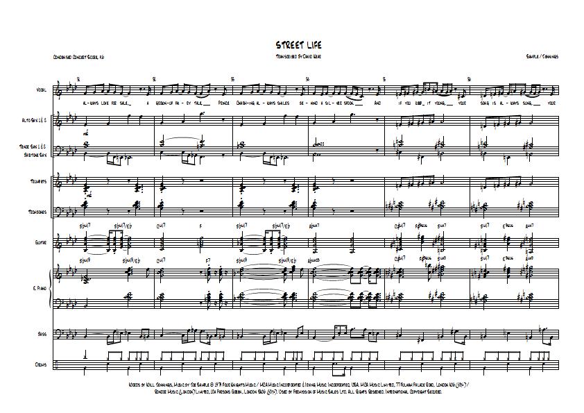 Randy Crawford - Street Life Sheet Music - Big Band Arrangement / Chart : Sample Image for Australia