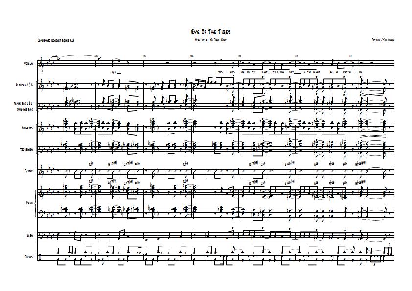 Paul Anka - Eye Of The Tiger Sheet Music - Big Band Arrangement / Chart : Paul Anka / Sample Image for Australia