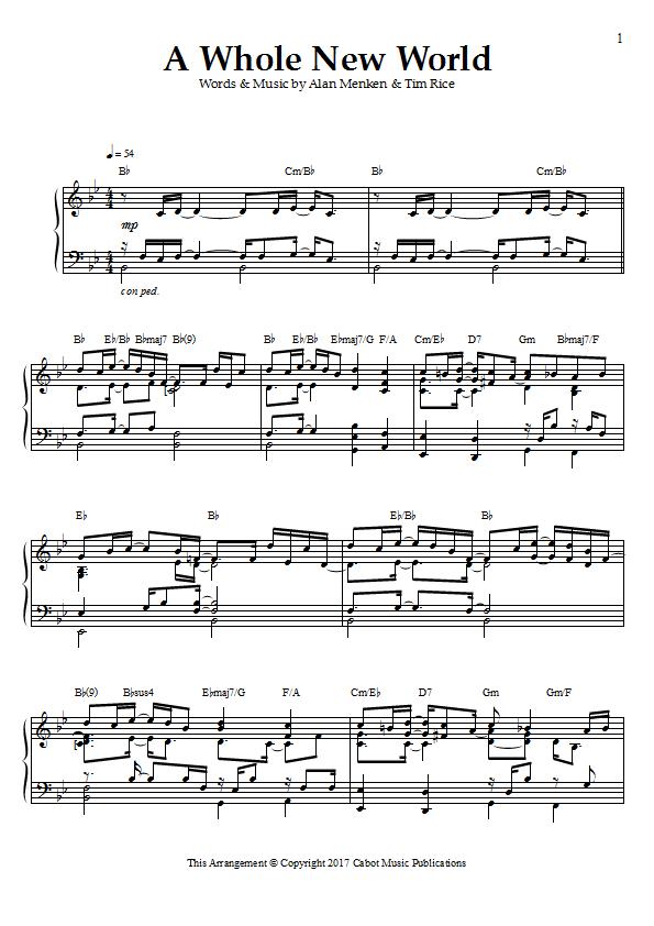 Peabo Bryson and Regina Belle - A Whole New World Piano Sheet Music - Alan Menken & Tim Rice : Sample Image for Australia