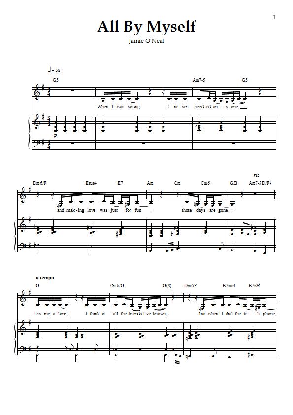 Jamie O'Neal - All By Myself Piano / Vocal Sheet Music: Sample Image for Canada