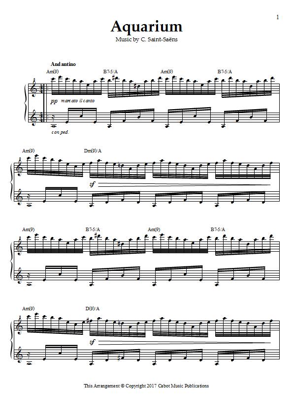 C. Saint-Saens - Aquarium Piano Sheet Music : Sample Image for Canada