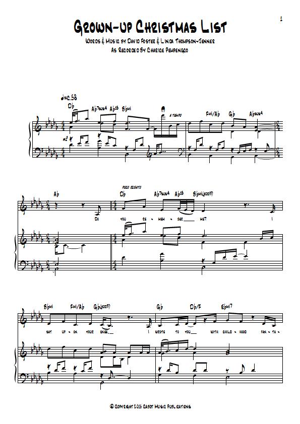 Charice Pempengco - Grown-up Christmas List Piano / Vocal Sheet Music : Sample Image for Canada