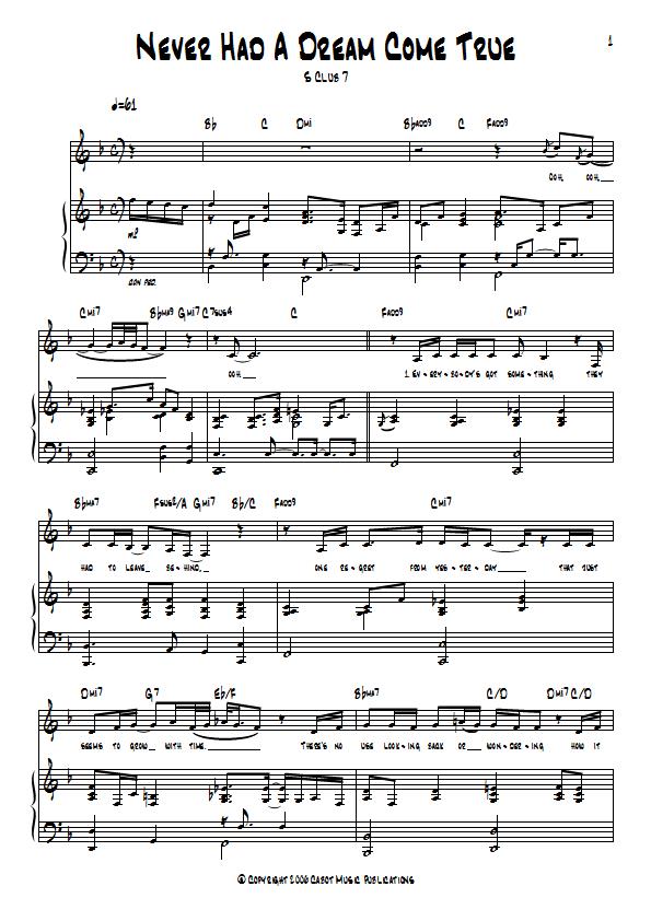S Club 7 - Never Had A Dream Come True Piano / Vocal Sheet Music : Sample Image for Canada
