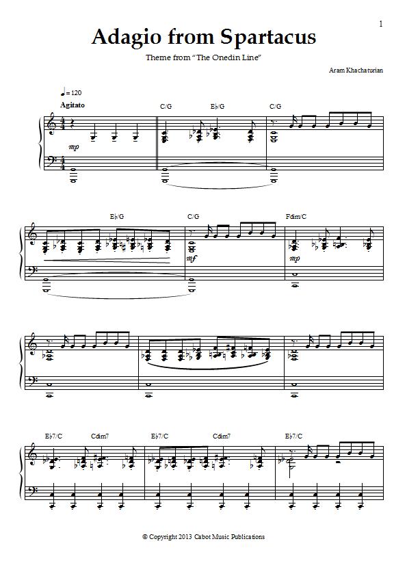 Aram Khachaturian - Theme from The Onedin Line (Adagio from Spartacus) Piano Sheet Music : Sample Image for Canada