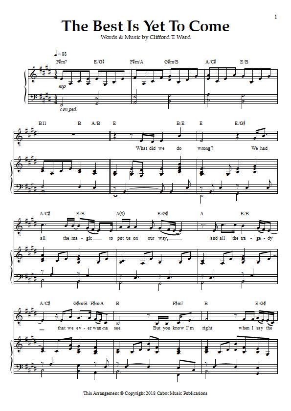 Clifford T. Ward - The Best Is Yet To Come Piano / Vocal Sheet Music : Sample Image for Canada