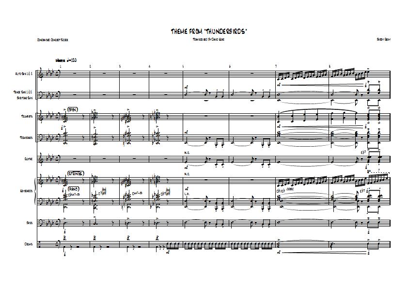 Barry Gray - Theme From Thunderbirds Sheet Music - Big Band Arrangement / Chart : Sample Image for Canada