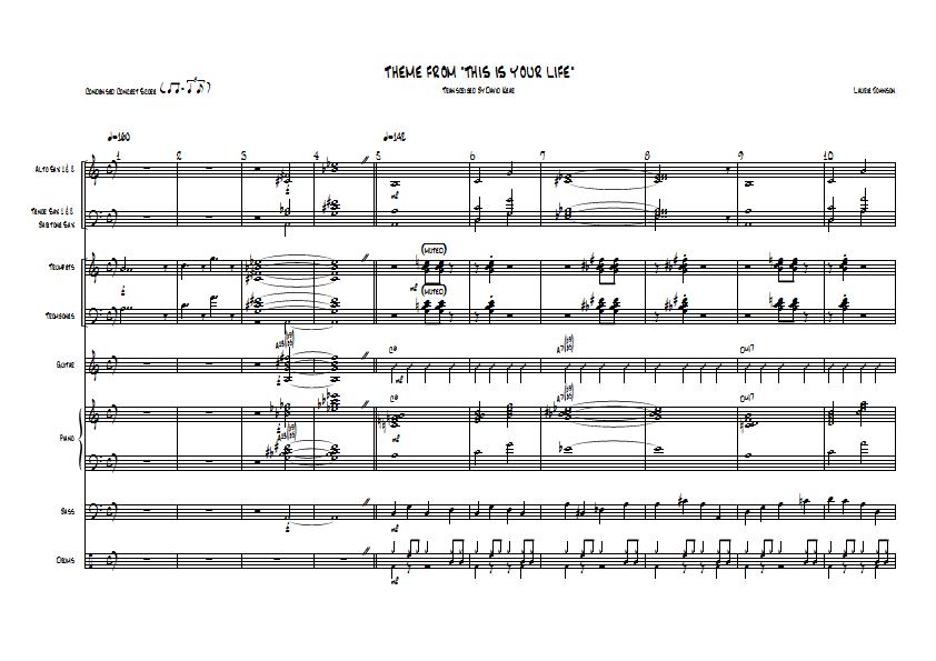 Laurie Johnson - This Is Your Life Theme Sheet Music - Big Band Arrangement / Chart : Sample Image for Ireland