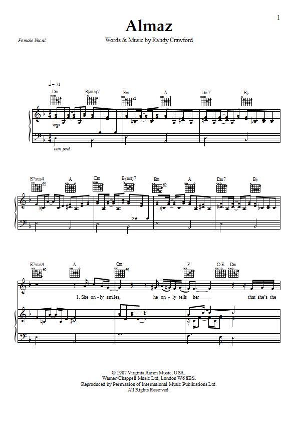 Randy Crawford - Almaz Piano / Vocal Sheet Music : Sample Image for New Zealand