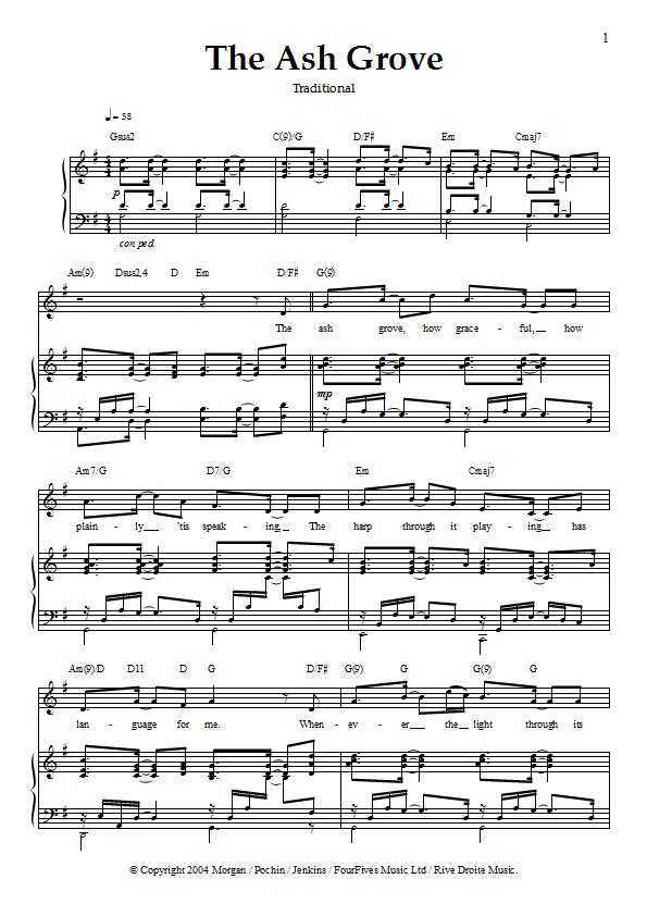 Katherine Jenkins - The Ash Grove Piano / Vocal Sheet Music : Sample Image for New Zealand