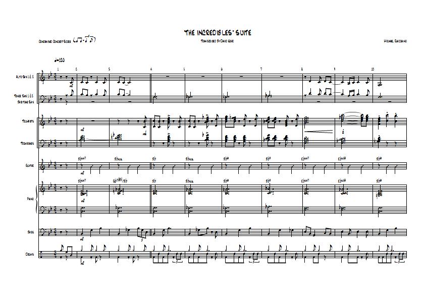 Michael Giacchino - The Incredibles Sheet Music - Big Band Arrangement / Chart : Sample Image for New Zealand