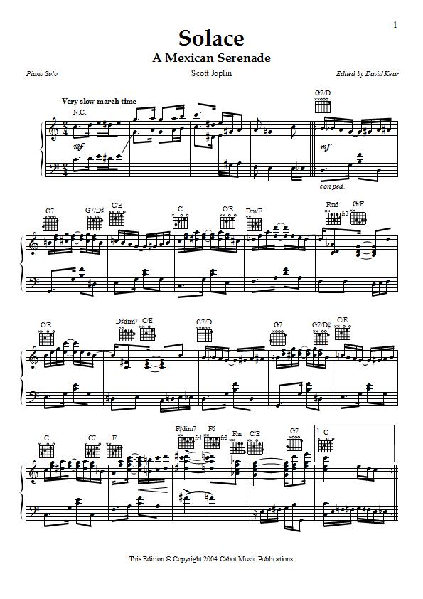 Scott Joplin - Solace Piano Sheet Music -  Sample Image for New Zealand