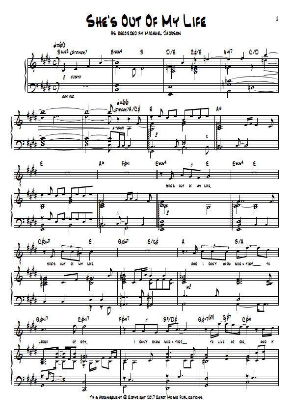 Michael Jackson - She's Out Of My Life Piano / Vocal Sheet Music : Sample Image for New Zealand