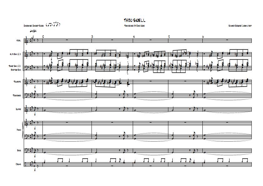 Natalie Cole / Unforgettable - Thou Swell Sheet Music - Big Band Arrangement / Chart : Sample Image for New Zealand