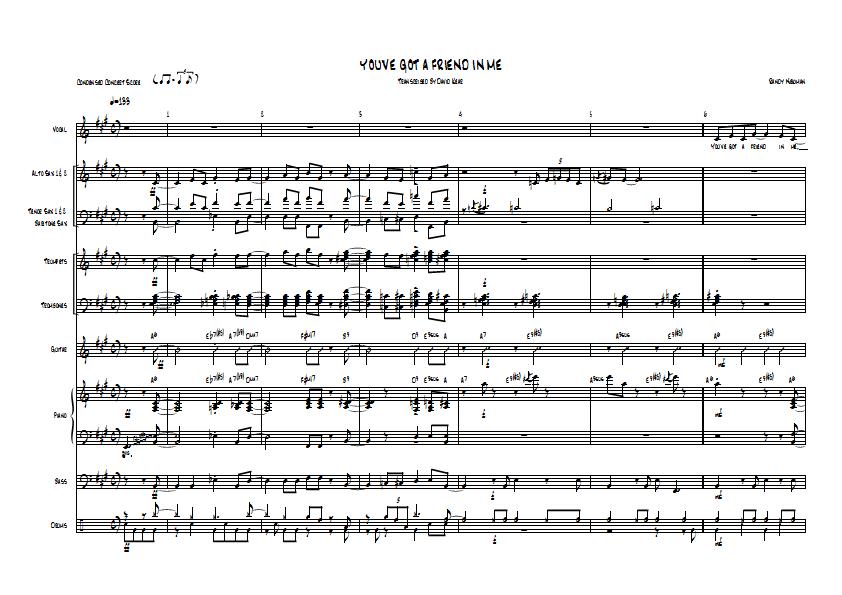 Toy Story 2 - You've Got A Friend In Me Sheet Music - Big Band Arrangement / Chart : Sample Image for New Zealand