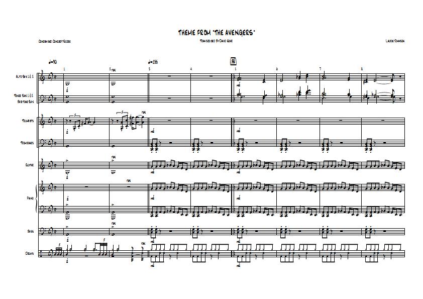Laurie Johnson - The Avengers Theme Sheet Music - Big Band Arrangement / Chart : Sample Image for America